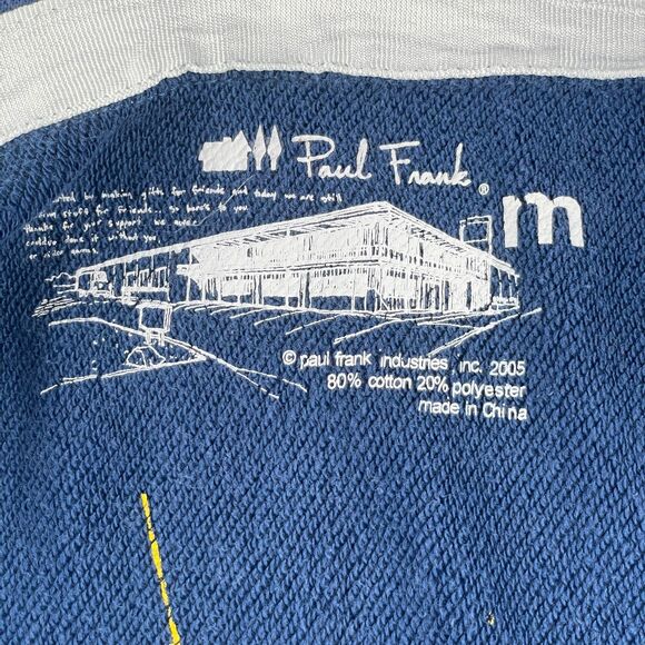 Vintage‎ Paul Frank Hoodie Sweatshirt Mens M Blue Full Zip Deconstructed 00s Hip - Picture 12 of 12